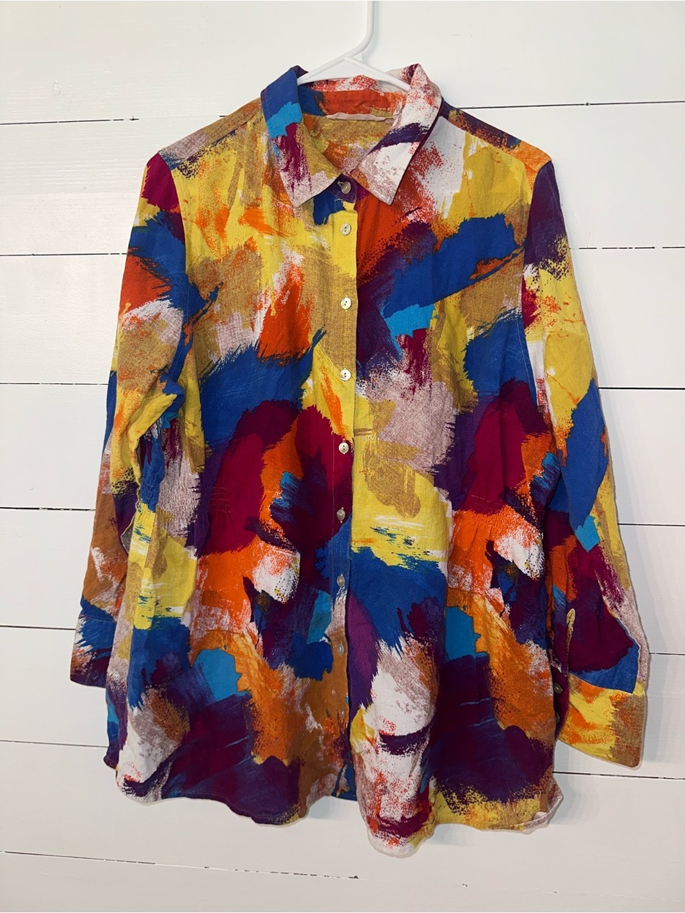 Soft Surroundings Multicolor Brushstroke Button-Down Shirt